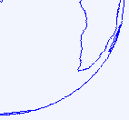 Zicht van een geostationaire satelliet boven de Atlantische oceaan.