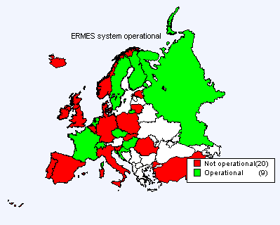 Het gebruik van ERMES in Europa anno 2002.